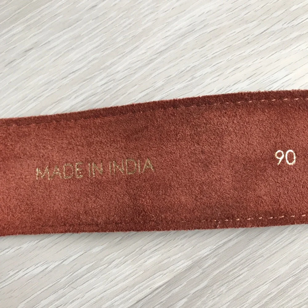 ZARA BROWN BELT SUEDE LEATHER WIDE CASUAL WOMENS 90